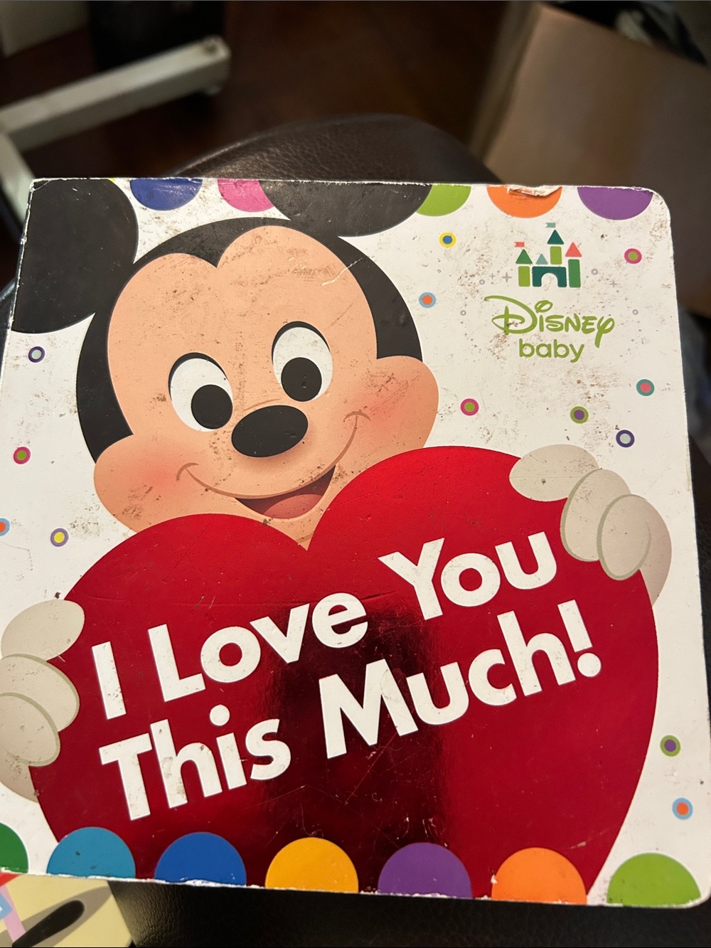 Disney Baby Mickey Mouse Red Heart Board Book - Multicolor Accents EUC